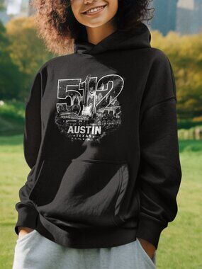 512 Austin Texas Hoodie – Distressed Skyline Graphic Hoodie, Austin Streetwear P